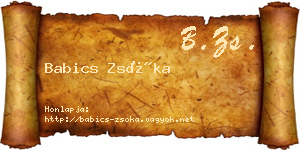 Babics Zsóka névjegykártya